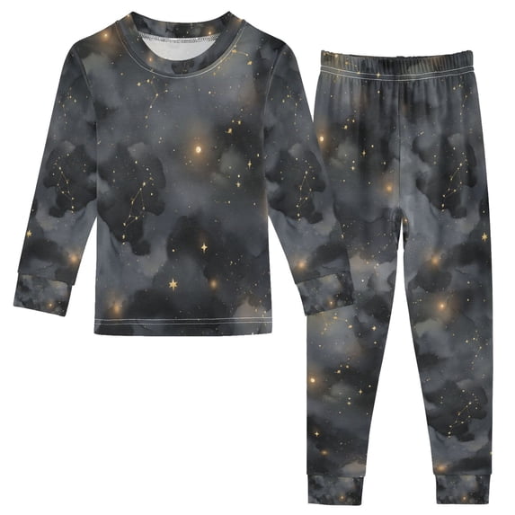 FORMRS Toddler Unisex Long Sleeve Top and Pants Pajama Set 2-Piece Sleepwear, Sizes 18M-8Y, Gray Sky Pattern