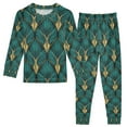 thumbnail image 1 of FORMRS Long Sleeve Top and Pants Pajama Set for Niños 2-Piece Sleepwear, Sizes 18M-8Y, Green Abstract Pattern, 1 of 6