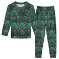 thumbnail image 1 of FORMRS Long Sleeve Top and Pants Pajama Set for Niños 2-Piece Sleepwear, Sizes 18M-8Y, Green Art Abstract Pattern, 1 of 6