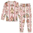 thumbnail image 1 of FORMRS Long Sleeve Top and Pants Pajama Set for Niños 2-Piece Sleepwear, Sizes 18M-8Y, Green Christmas Houses, 1 of 6