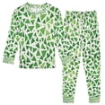 thumbnail image 1 of FORMRS Long Sleeve Top and Pants Pajama Set for Niños 2-Piece Sleepwear, Sizes 18M-8Y, Green Dot Triangles Pattern, 1 of 6
