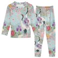 thumbnail image 1 of FORMRS Long Sleeve Top and Pants Pajama Set for Niños 2-Piece Sleepwear, Sizes 18M-8Y, Green Floral Cranes Pattern, 1 of 6