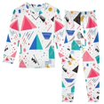 thumbnail image 1 of FORMRS Long Sleeve Top and Pants Pajama Set for Niños 2-Piece Sleepwear, Sizes 18M-8Y, Green Retro Triangles, 1 of 6