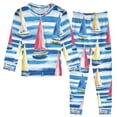 thumbnail image 1 of FORMRS Long Sleeve Top and Pants Pajama Set for Niños 2-Piece Sleepwear, Sizes 18M-8Y, Green Sailboats, 1 of 6