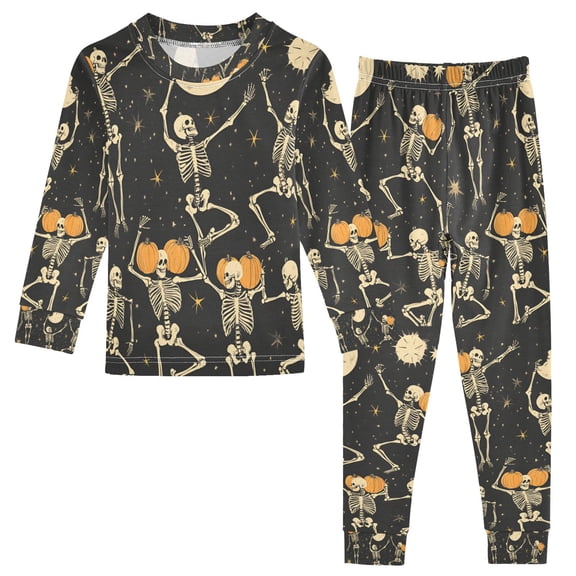 FORMRS Toddler Unisex Long Sleeve Top and Pants Pajama Set 2-Piece Sleepwear, Sizes 18M-8Y, Halloween Dancing