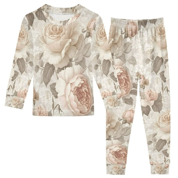 FORMRS Long Sleeve Top and Pants Pajama Set for Niños 2-Piece Sleepwear, Sizes 18M-8Y, Lace and Floral