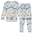 thumbnail image 1 of FORMRS Long Sleeve Top and Pants Pajama Set for Niños 2-Piece Sleepwear, Sizes 18M-8Y, Light Blue Mountain, 1 of 6