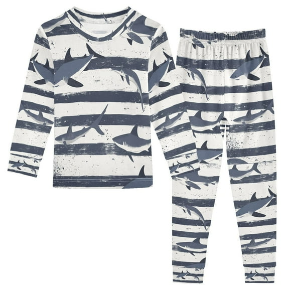 FORMRS Long Sleeve Top and Pants Pajama Set for Niños 2-Piece Sleepwear, Sizes 18M-8Y, Light Sharks