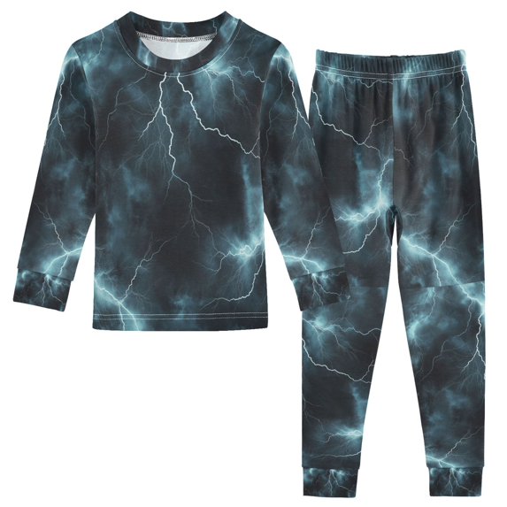 FORMRS Long Sleeve Top and Pants Pajama Set for Niños 2-Piece Sleepwear, Sizes 18M-8Y, Lightning Pattern