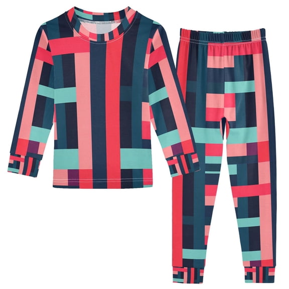 FORMRS Long Sleeve Top and Pants Pajama Set for Niños 2-Piece Sleepwear, Sizes 18M-8Y, Navy Blue Stripes