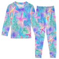 thumbnail image 1 of FORMRS Long Sleeve Top and Pants Pajama Set for Niños 2-Piece Sleepwear, Sizes 18M-8Y, Neon Starfish Pattern, 1 of 6