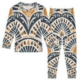 thumbnail image 1 of FORMRS Long Sleeve Top and Pants Pajama Set for Niños 2-Piece Sleepwear, Sizes 18M-8Y, Orange Art Pattern, 1 of 6