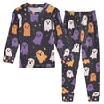thumbnail image 1 of FORMRS Long Sleeve Top and Pants Pajama Set for Niños 2-Piece Sleepwear, Sizes 18M-8Y, Orange Halloween Ghosts, 1 of 6