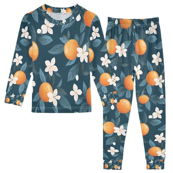 FORMRS Long Sleeve Top and Pants Pajama Set for Niños 2-Piece Sleepwear, Sizes 18M-8Y, Oranges Pattern