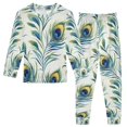 thumbnail image 1 of FORMRS Long Sleeve Top and Pants Pajama Set for Niños 2-Piece Sleepwear, Sizes 18M-8Y, Peacock Feather, 1 of 6