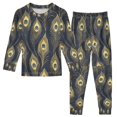 thumbnail image 1 of FORMRS Long Sleeve Top and Pants Pajama Set for Niños 2-Piece Sleepwear, Sizes 18M-8Y, Peacock Feathers Pattern, 1 of 6
