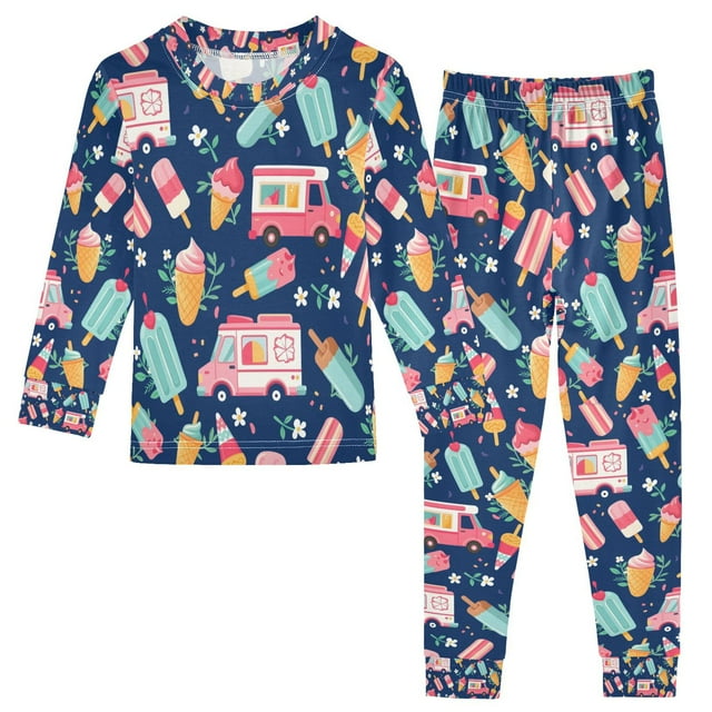 FORMRS Long Sleeve Top and Pants Pajama Set for Niños 2-Piece Sleepwear, Sizes 18M-8Y, Pink Cartoon Truck Pattern