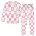 thumbnail image 1 of FORMRS Toddler Unisex Long Sleeve Top and Pants Pajama Set 2-Piece Sleepwear, Sizes 18M-8Y, Pink Checkered Heart, 1 of 6