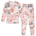thumbnail image 1 of FORMRS Long Sleeve Top and Pants Pajama Set for Niños 2-Piece Sleepwear, Sizes 18M-8Y, Pink Christmas Snowman, 1 of 6