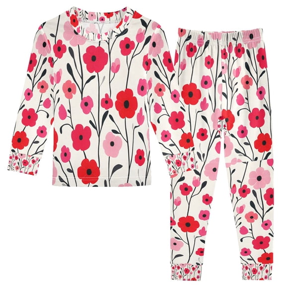 FORMRS Long Sleeve Top and Pants Pajama Set for Niños 2-Piece Sleepwear, Sizes 18M-8Y, Pink Floral
