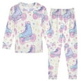 thumbnail image 1 of FORMRS Toddler Unisex Long Sleeve Top and Pants Pajama Set 2-Piece Sleepwear, Sizes 18M-8Y, Pink Skates, 1 of 6