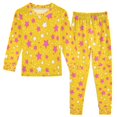 thumbnail image 1 of FORMRS Long Sleeve Top and Pants Pajama Set for Niños 2-Piece Sleepwear, Sizes 18M-8Y, Pink Stars, 1 of 6