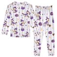 thumbnail image 1 of FORMRS Toddler Unisex Long Sleeve Top and Pants Pajama Set 2-Piece Sleepwear, Sizes 18M-8Y, Purple Halloween Gooses, 1 of 6