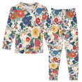 thumbnail image 1 of FORMRS Long Sleeve Top and Pants Pajama Set for Niños 2-Piece Sleepwear, Sizes 18M-8Y, Red Japanese Floral Pattern, 1 of 6