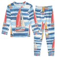 thumbnail image 1 of FORMRS Long Sleeve Top and Pants Pajama Set for Niños 2-Piece Sleepwear, Sizes 18M-8Y, Red Sailboats, 1 of 6