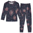 thumbnail image 1 of FORMRS Long Sleeve Top and Pants Pajama Set for Niños 2-Piece Sleepwear, Sizes 18M-8Y, Red and White Fireworks Pattern, 1 of 6