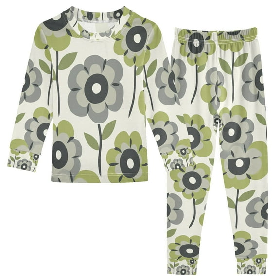 FORMRS Toddler Unisex Long Sleeve Top and Pants Pajama Set 2-Piece Sleepwear, Sizes 18M-8Y, Retro Flower