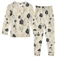 thumbnail image 1 of FORMRS Long Sleeve Top and Pants Pajama Set for Niños 2-Piece Sleepwear, Sizes 18M-8Y, Small Black Flowers, 1 of 6