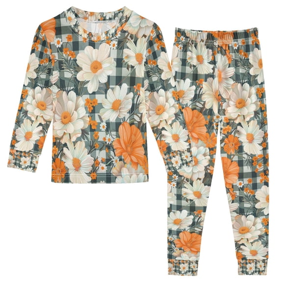 FORMRS Long Sleeve Top and Pants Pajama Set for Niños 2-Piece Sleepwear, Sizes 18M-8Y, Sunny Blooms