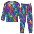 thumbnail image 1 of FORMRS Long Sleeve Top and Pants Pajama Set for Niños 2-Piece Sleepwear, Sizes 18M-8Y, Vibrant Stained Glass Pattern, 1 of 6