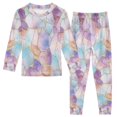 thumbnail image 1 of FORMRS Long Sleeve Top and Pants Pajama Set for Niños 2-Piece Sleepwear, Sizes 18M-8Y, Watercolor Marble Pattern, 1 of 6