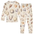 thumbnail image 1 of FORMRS Long Sleeve Top and Pants Pajama Set for Niños 2-Piece Sleepwear, Sizes 18M-8Y, Watercolor Seashells, 1 of 6