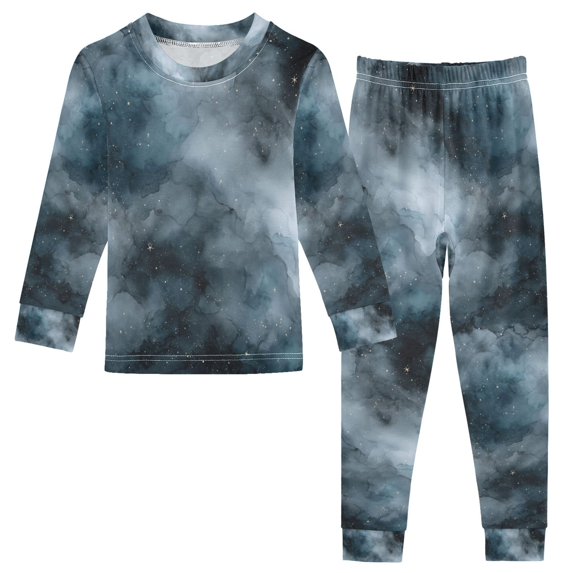 FORMRS Toddler Unisex Long Sleeve Top and Pants Pajama Set 2-Piece Sleepwear, Sizes 18M-8Y, Watercolor Sky Pattern
