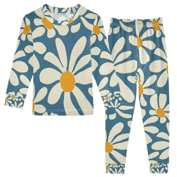FORMRS Toddler Unisex Long Sleeve Top and Pants Pajama Set 2-Piece Sleepwear, Sizes 18M-8Y, Whimsy Daisy Pattern