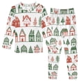 thumbnail image 1 of FORMRS Long Sleeve Top and Pants Pajama Set for Niños 2-Piece Sleepwear, Sizes 18M-8Y, White Christmas House, 1 of 6