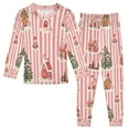 thumbnail image 1 of FORMRS Long Sleeve Top and Pants Pajama Set for Niños 2-Piece Sleepwear, Sizes 18M-8Y, White Gingerbread Houses, 1 of 6