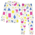 thumbnail image 1 of FORMRS Long Sleeve Top and Pants Pajama Set for Niños 2-Piece Sleepwear, Sizes 18M-8Y, Yellow Retro Round, 1 of 6