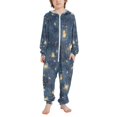 thumbnail image 1 of FORMRS Kids One-Piece Pajamas Hooded Long Sleeve Union Suit Soft Onesie Sleepwear, Sizes 4T-14Y, Blue Firefly Pattern, 1 of 7