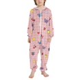 thumbnail image 1 of FORMRS Kids One-Piece Pajamas Hooded Long Sleeve Union Suit Soft Onesie Sleepwear, Sizes 4T-14Y, Pink Plaid Fruit Pattern, 1 of 7