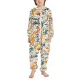 thumbnail image 1 of FORMRS Kids One-Piece Pajamas Hooded Long Sleeve Union Suit Soft Onesie Sleepwear, Sizes 4T-14Y, Whimsical Leaves, 1 of 7