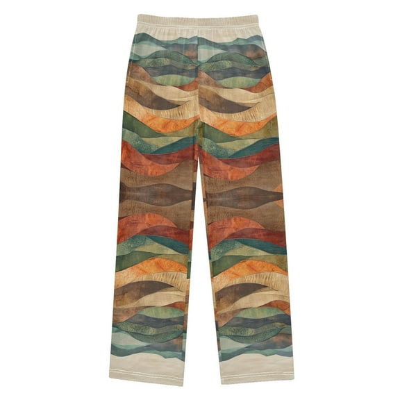 FORMRS Kids Pajama Pants with Pockets Size 11-12Y Boys Lounge Sleep Bottoms, Abstract Wavy Landscape