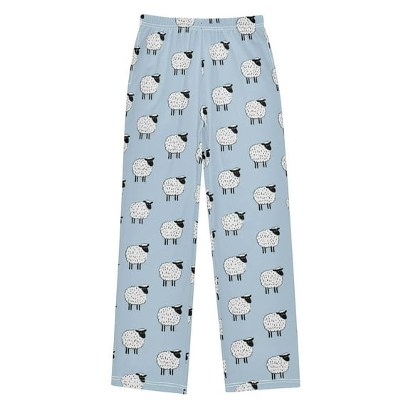 FORMRS Kids Pajama Pants with Pockets Size 11-12Y Boys Lounge Sleep Bottoms, Blue Sheep Pattern