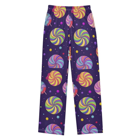 FORMRS Kids Pajama Pants with Pockets Size 11-12Y Boys Lounge Sleep Bottoms, Candy Cosmic Swirls
