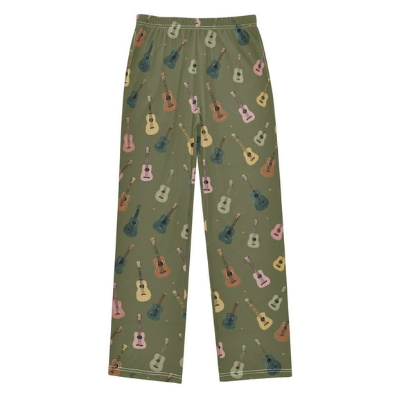 FORMRS Kids Pajama Pants with Pockets Size 11-12Y Boys Lounge Sleep Bottoms, Cartoon Guitar Pattern