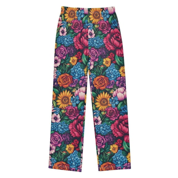 FORMRS Kids Pajama Pants with Pockets Size 11-12Y Boys Lounge Sleep Bottoms, Charming Floral Pattern