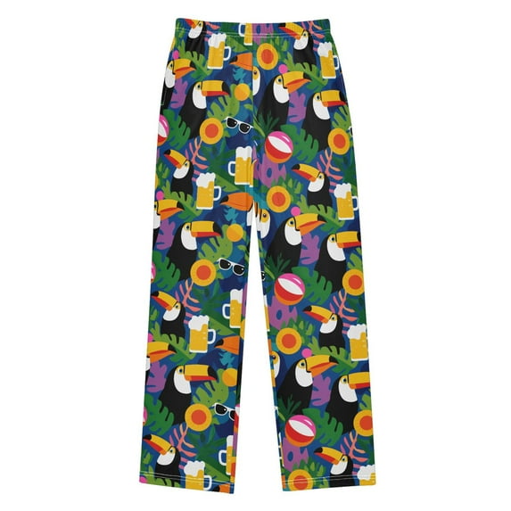 FORMRS Kids Pajama Pants with Pockets Size 11-12Y Boys Lounge Sleep Bottoms, Colorful Toucans Pattern